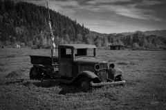 Living Free Rusted Truck BW